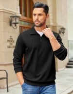 Quarter-Zip Pullover Sweatshirt – Lightweight Long Sleeve Mock Neck Sweater Polo - Image 3