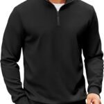 Quarter-Zip Pullover Sweatshirt – Lightweight Long Sleeve Mock Neck Sweater Polo