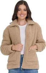 Steve Madden Women's Sherpa Jacket – Oversized Faux Fur Shearling Fleece Winter Coat XS-3X
