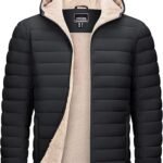 Men’s Hooded Puffer Jacket Sherpa-Lined Insulated Winter Coat