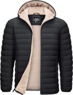 Men’s Hooded Puffer Jacket Sherpa-Lined Insulated Winter Coat