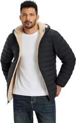 Men’s Hooded Puffer Jacket Sherpa-Lined Insulated Winter Coat - Image 2