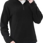 Women's Soft Polar Fleece Quarter-Zip Pullover – Long Sleeve Sweater Jacket