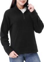 Women's Soft Polar Fleece Quarter-Zip Pullover – Long Sleeve Sweater Jacket