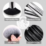 Makeup Brushes Set – 25 Pcs Professional Makeup Kit with Foundation, Powder, Blush, Concealer & Eyeshadow Brushes, 2 Powder Puffs & 2 Makeup Sponges (Black) - Image 4