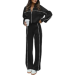 Women's Two Piece Tracksuit Spring 2026 Long Sleeve Zip Up Sweatshirt Long Pants Outfits Jogger Sweatsuit Sets